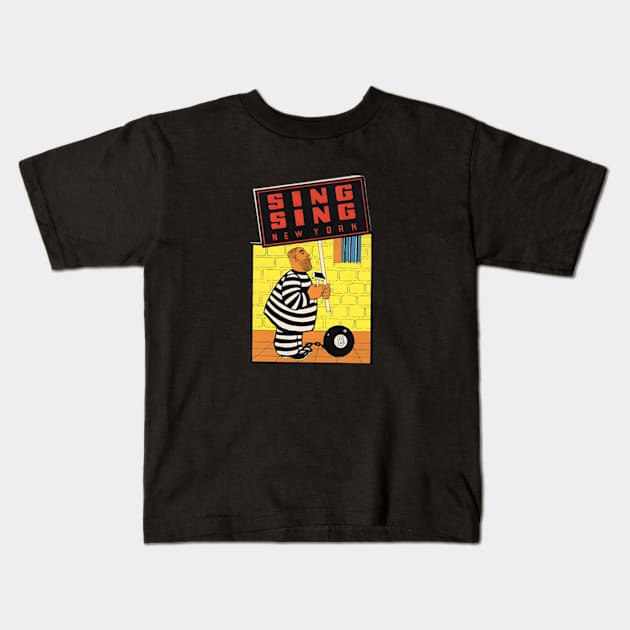 Sing Sing Prison - 1960s Travel Decal Kids T-Shirt by Desert Owl Designs